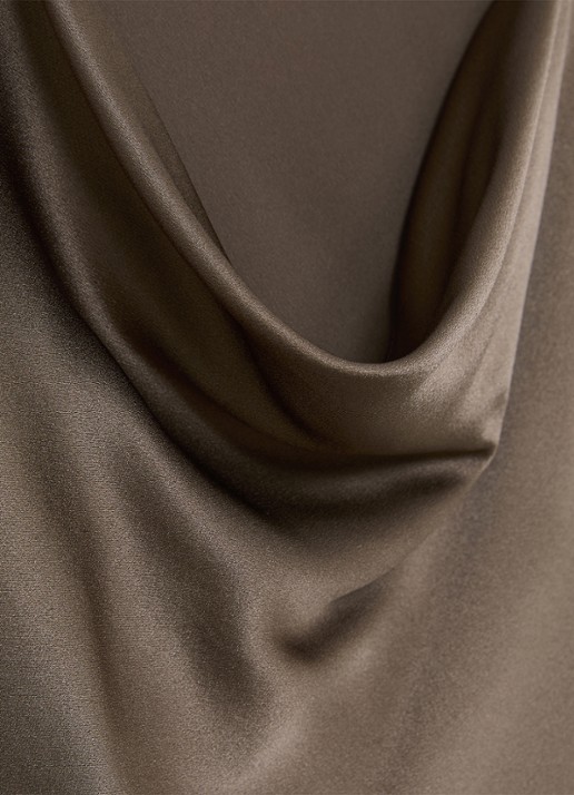 Reiss Cate top van zijde met watervalhals - detail 3 bruin