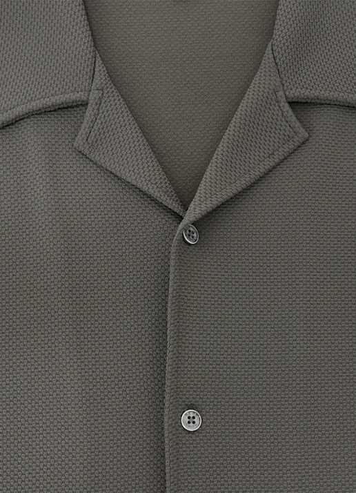 Reiss CEDRIC Textured Cuban-Collar Shirt - detail 6 groen