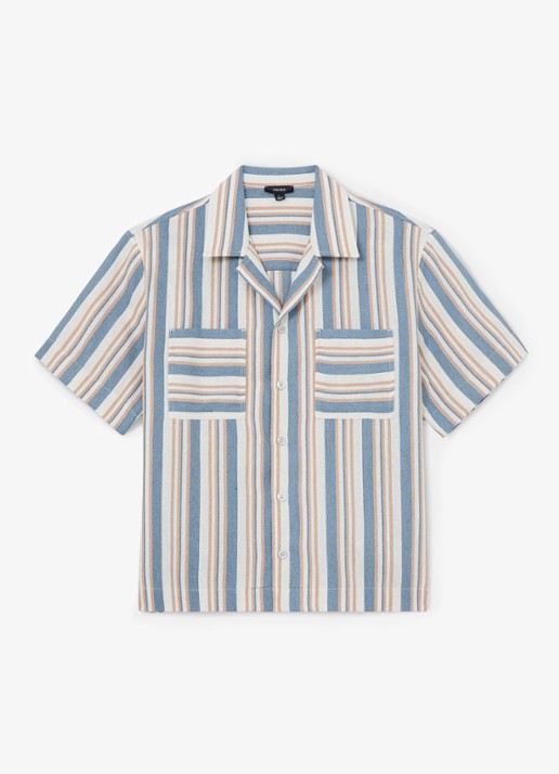Reiss Celeste regular fit overhemd met streepprint - voorkant blue/ecru