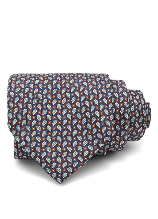 Reiss Cenzo stropdas van zijde met grafische dessin - detail 3 navy / blauw