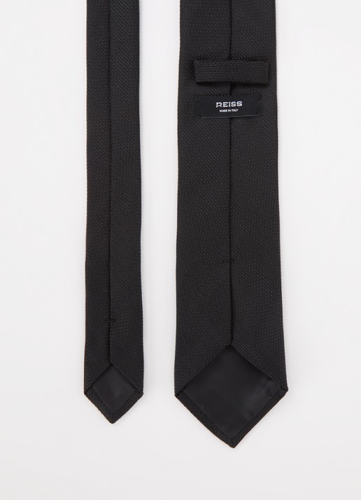 Reiss Ceremony stropdas in zijdeblend - detail zwart