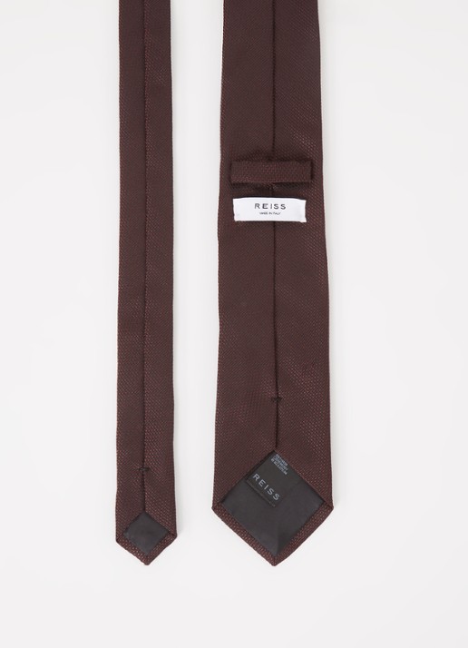 Reiss Ceremony stropdas van zijde  - detail 2 aubergine