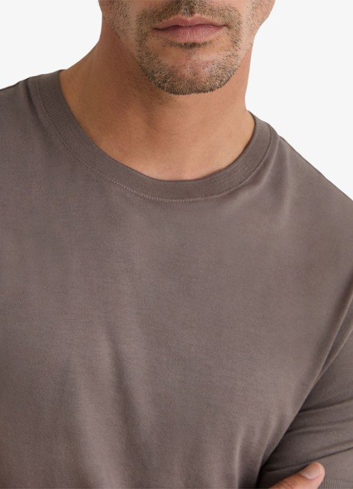 Reiss Chad modern fit T-shirt met ronde hals - detail 2 mouse brown / bruin