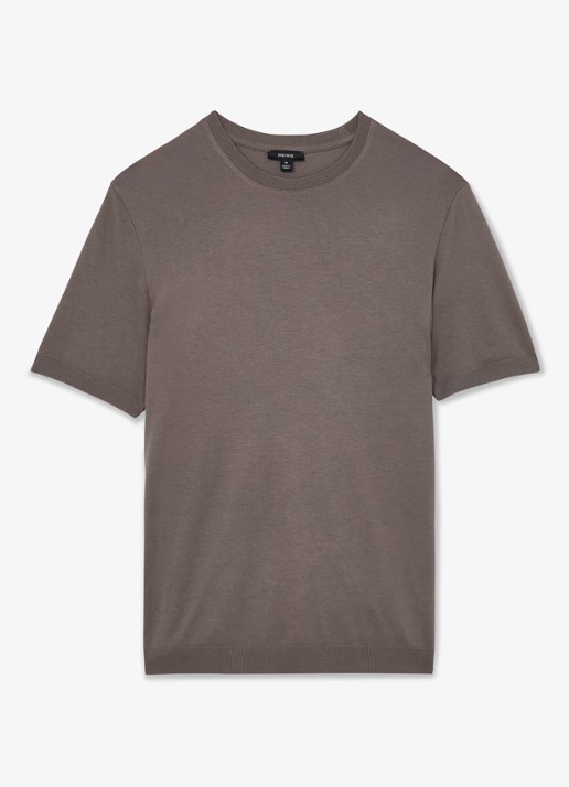 Reiss Chad modern fit T-shirt met ronde hals - voorkant 4 mouse brown / bruin