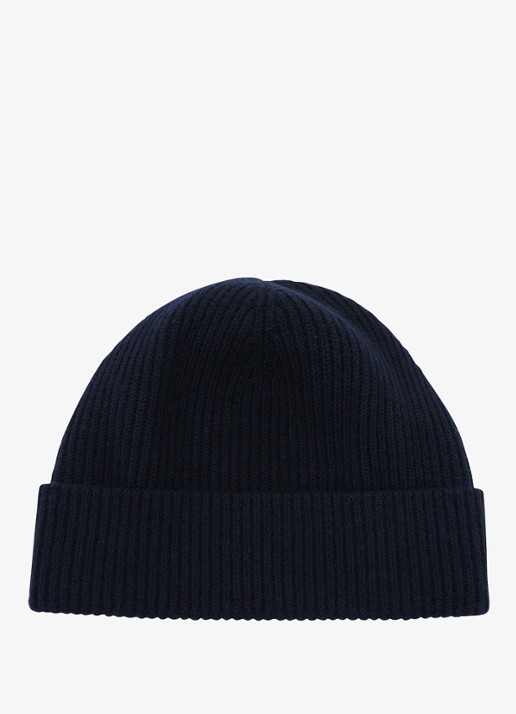 Reiss Chaise ribgebreide muts van merino wol - detail navy / blauw