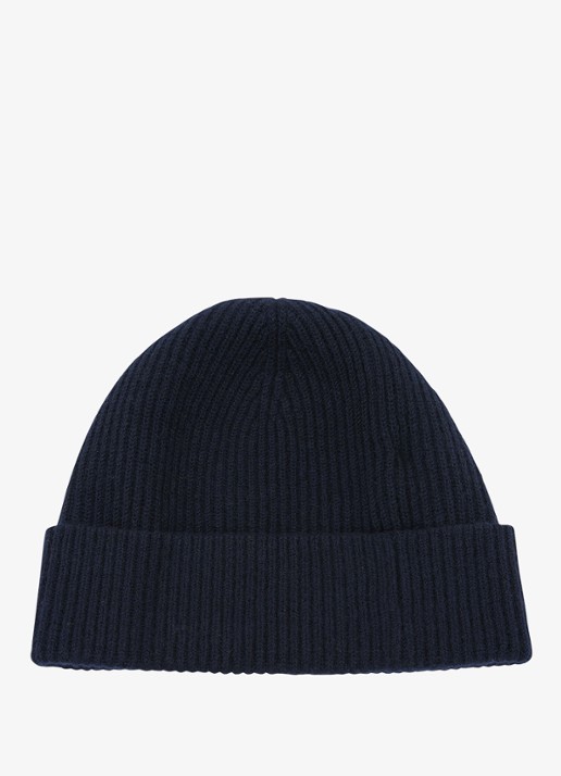 Reiss Chaise ribgebreide muts van merino wol - voorkant 3 navy / blauw