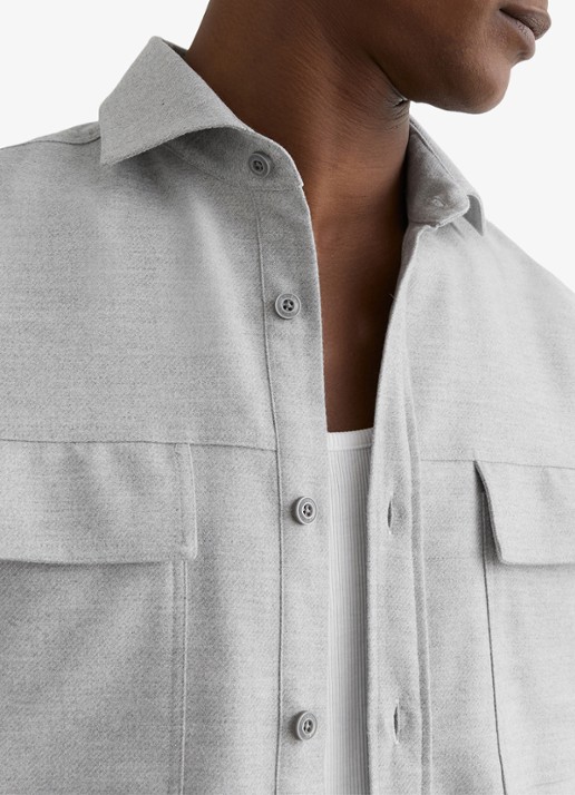 Reiss Chamber overhemd met borstzak - detail 3 lichtgrijs