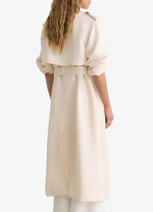 Reiss Charli Double-breasted trenchcoat in linnenblend - achterkant 3 wit