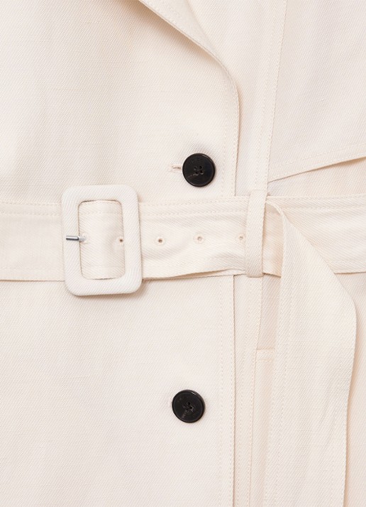 Reiss Charli Double-breasted trenchcoat in linnenblend - detail 7 wit