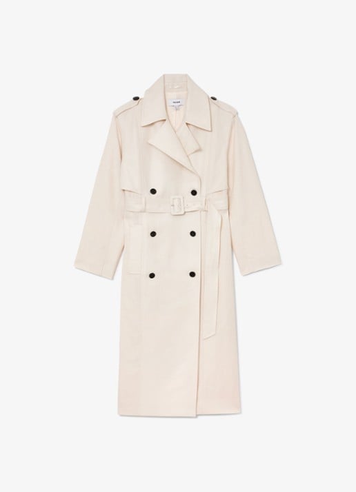 Reiss Charli Double-breasted trenchcoat in linnenblend