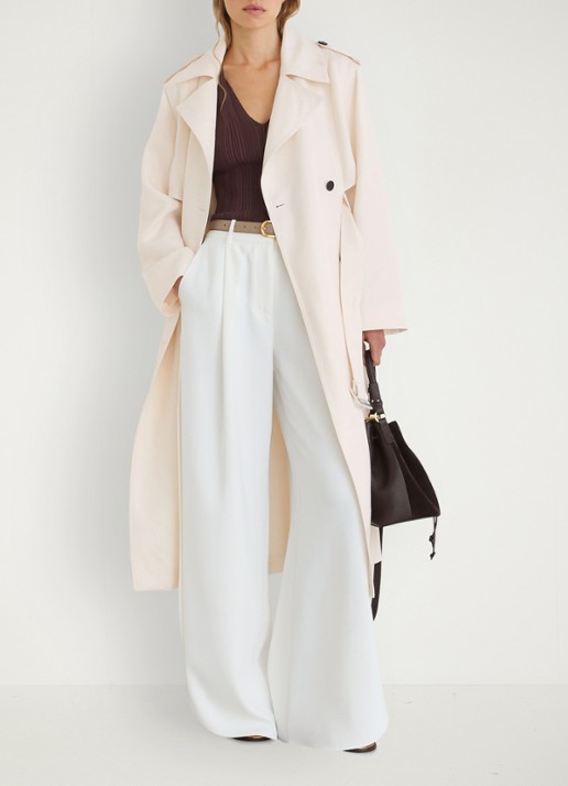 Reiss Charli Double-breasted trenchcoat in linnenblend - voorkant 2 wit