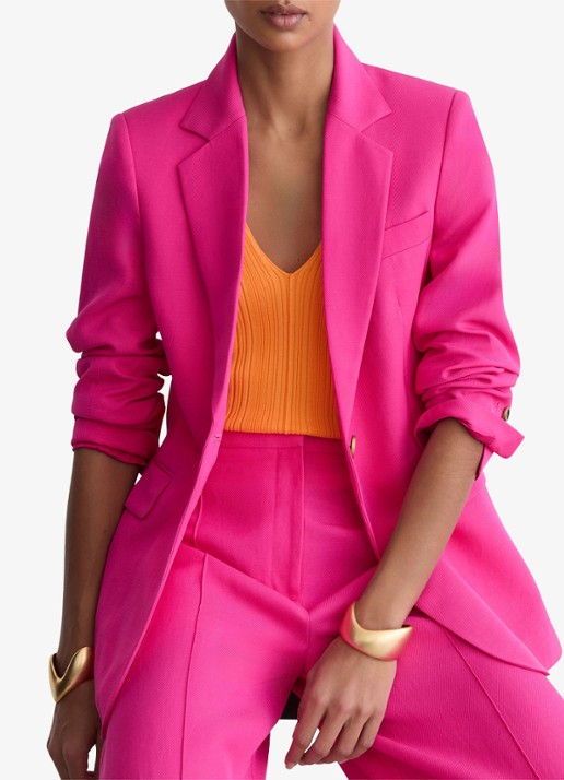 Reiss Charli regular fit blazer in linnenblend - detail 4 oudroze