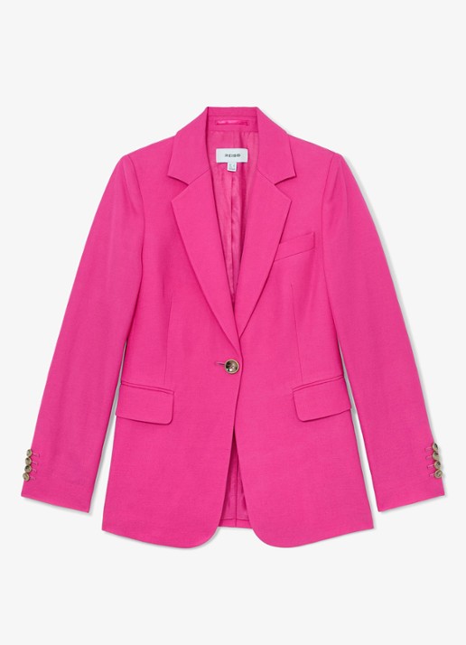 Reiss Charli regular fit blazer in linnenblend - voorkant oudroze