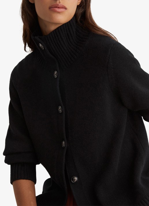 Reiss Charly grofgebreid vest met col - detail 2 zwart