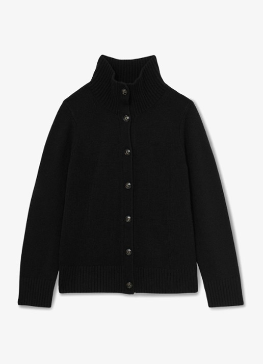 Reiss Charly grofgebreid vest met col - voorkant 6 zwart