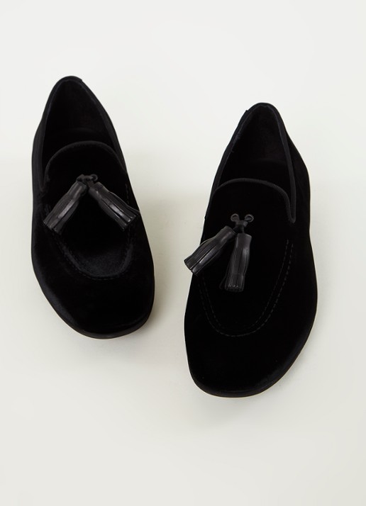 Reiss Chase loafer van fluweel - detail 2 zwart
