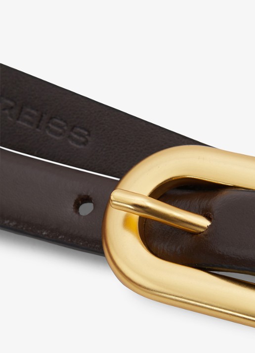 Reiss Chaya riem van leer - detail 3 donkerbruin