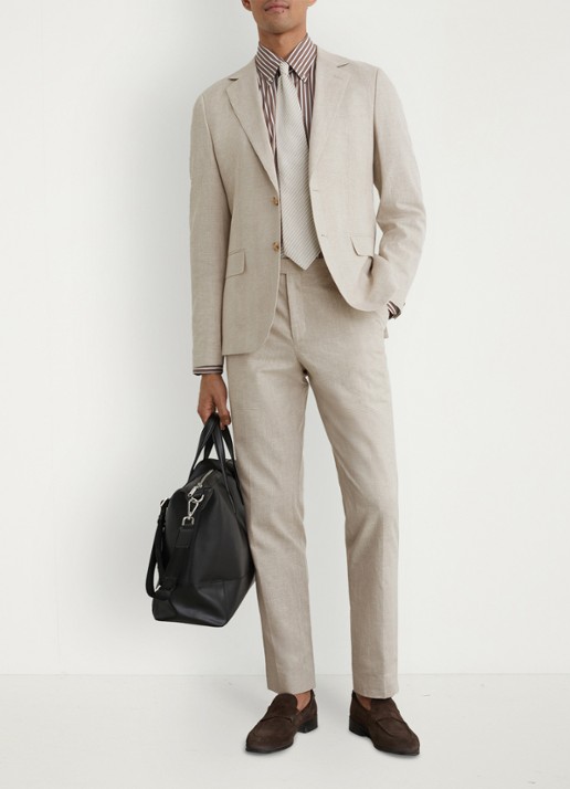 Reiss Cheltenham regular fit colbert in linnenblend - voorkant 2 bruin