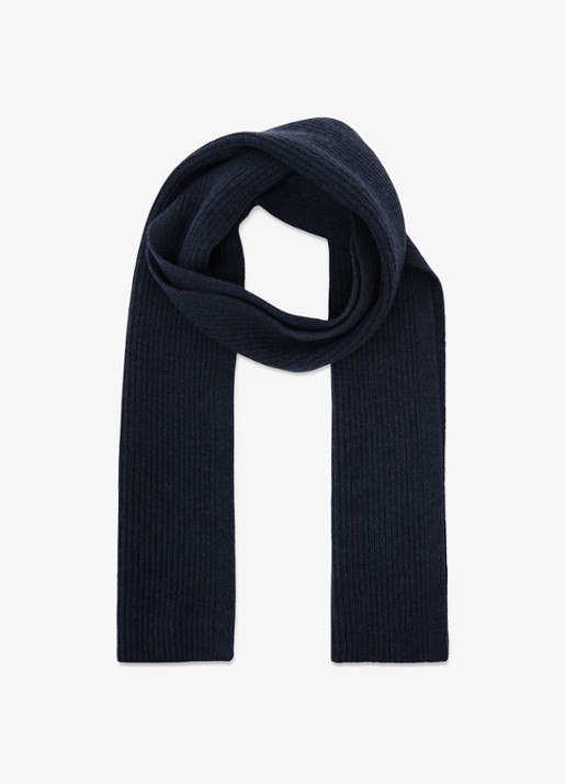 Reiss Chesterfield ribgebreide sjaal van merino wol - detail donkerblauw