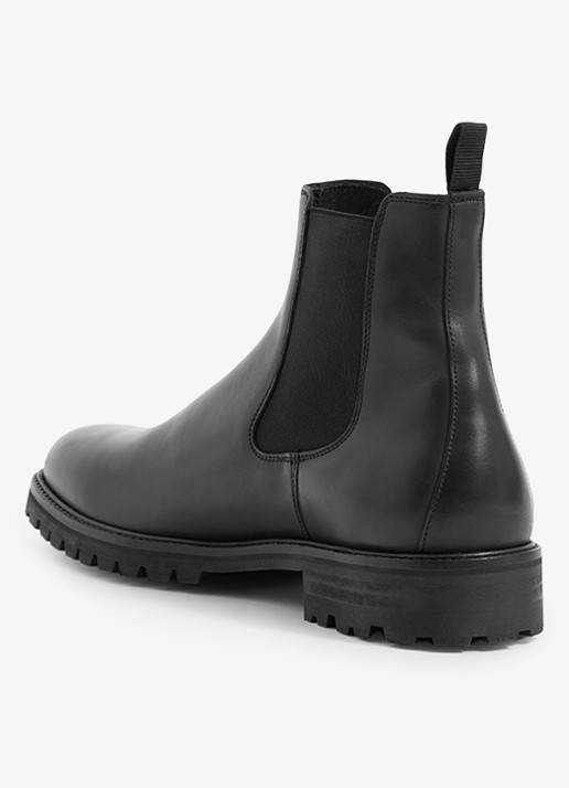 Reiss Chiltern chelsea boot van leer - detail 2 black / zwart