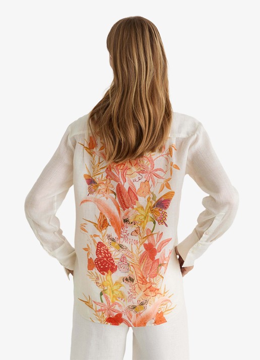 Reiss Cilia blouse met bloemenprint - achterkant 5 ivory / beige
