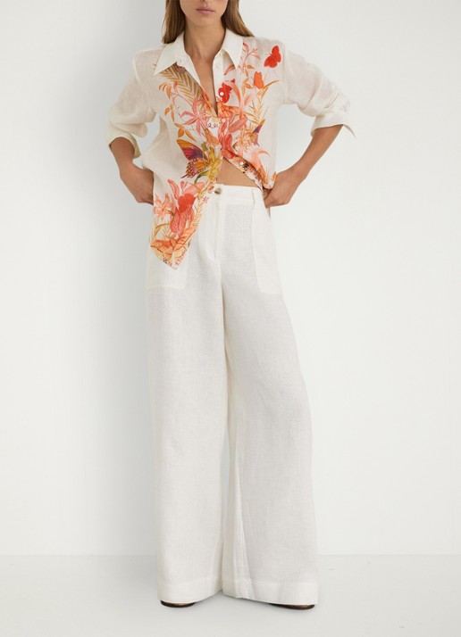 Reiss Cilia blouse met bloemenprint - detail ivory / beige