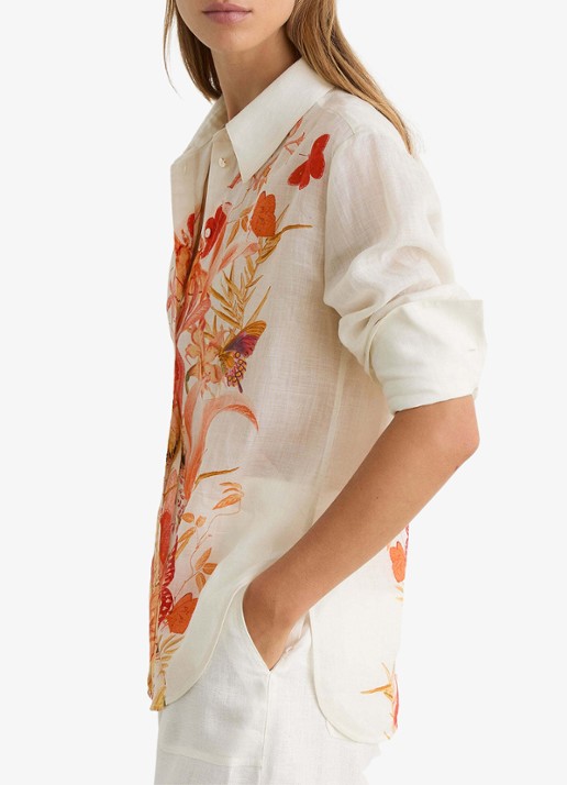 Reiss Cilia blouse met bloemenprint - detail 3 ivory / beige