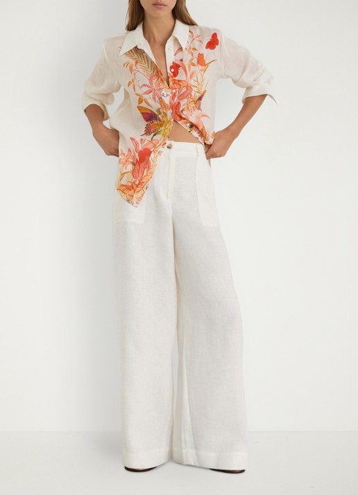 Reiss Cilia blouse met bloemenprint - voorkant 8 ivory / beige