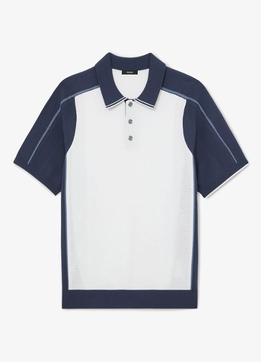 Reiss Claremont polo met structuur - voorkant wit