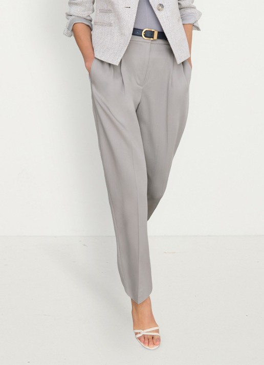 Reiss Clay high waist tapered fit pantalon van lyocell - detail 5 grijs
