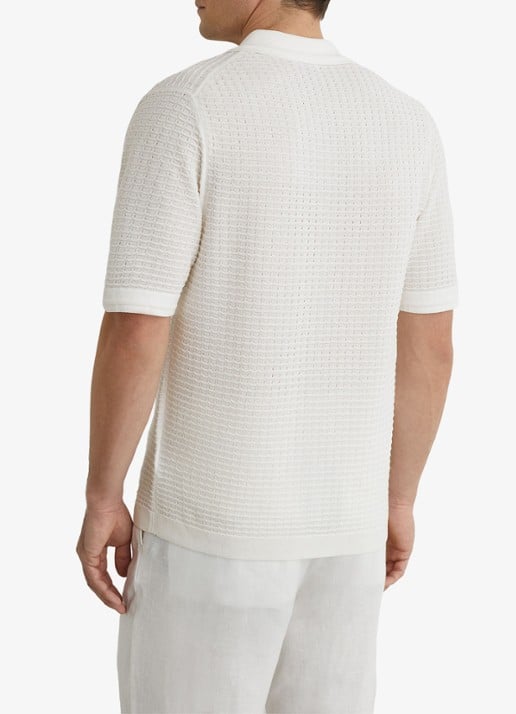 Reiss Clifton regular fit overhemd in linnenblend met structuur - achterkant white / wit