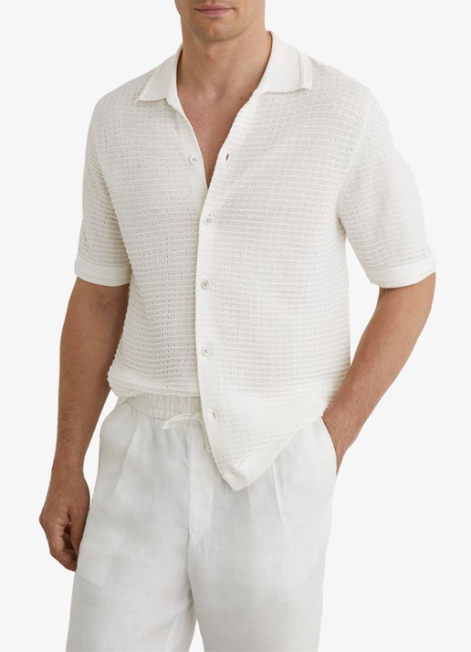 Reiss Clifton regular fit overhemd in linnenblend met structuur