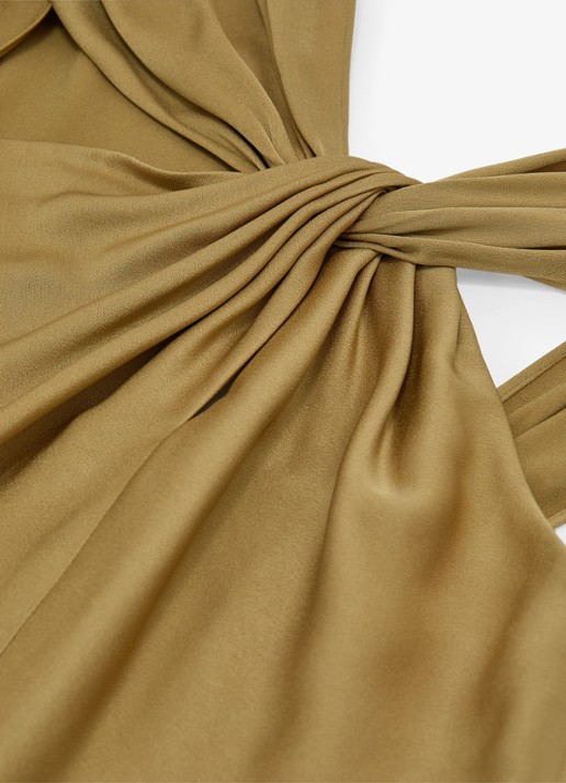 Reiss Clodagh midi jurk met gedrapeerd detail - detail 5 goud