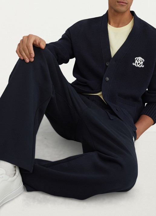 Reiss Coates grofgebreid vest met borduring - detail 5 donkerblauw