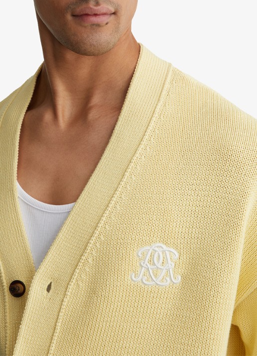 Reiss Coates grofgebreid vest met borduring - detail 7 geel