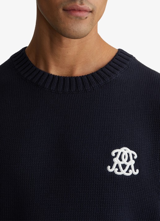 Reiss Coben grofgebreid vest met logo  - detail 2 donkerblauw