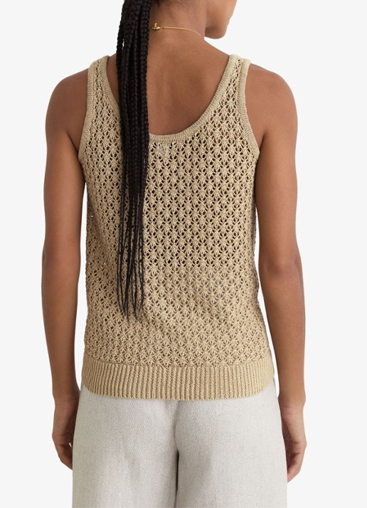 Reiss Colette grofgebreide top van linnen - achterkant 3 khaki