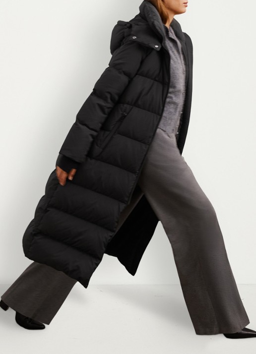 Reiss Colette longline puffer jas met ceintuur en capuchon