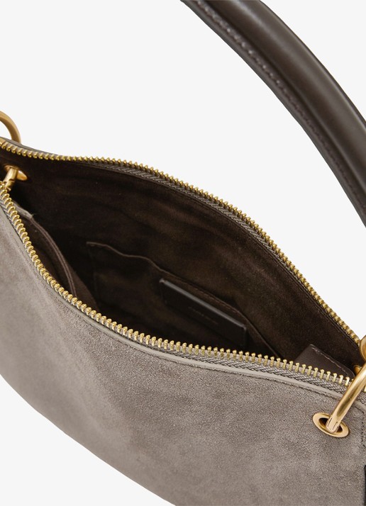 Reiss Colette schoudertas van leer - detail taupe