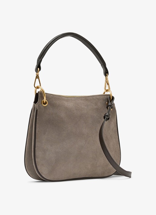 Reiss Colette schoudertas van leer - detail 2 taupe