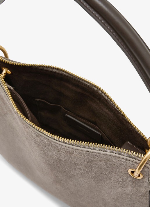 Reiss Colette schoudertas van leer - detail 3 taupe
