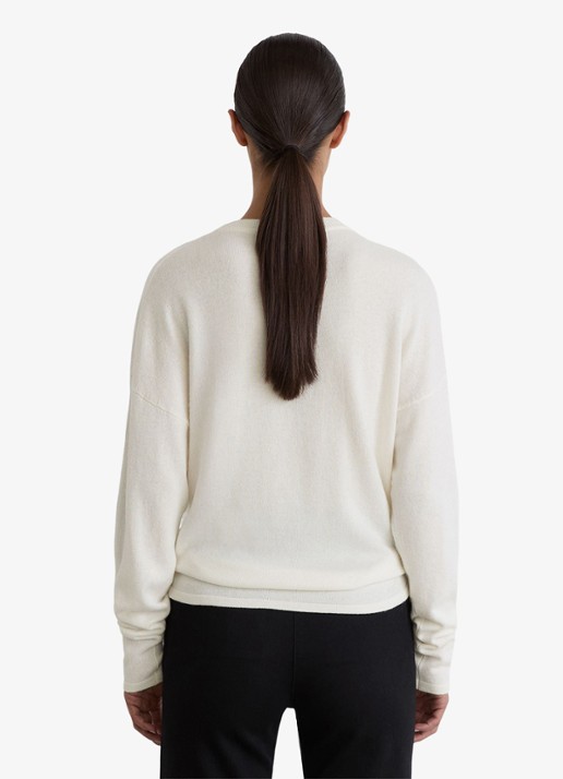 Reiss COLETTE Wool-Blend Reverse-Seam Jumper with kasjmier - achterkant 6 gebroken wit