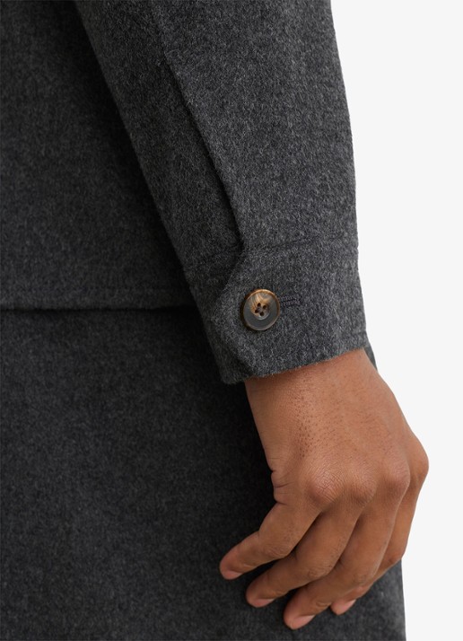 Reiss Collin overshirt in wolblend met borstzak - detail 3 donkergrijs