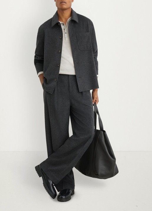 Reiss Collin overshirt in wolblend met borstzak - voorkant 7 donkergrijs