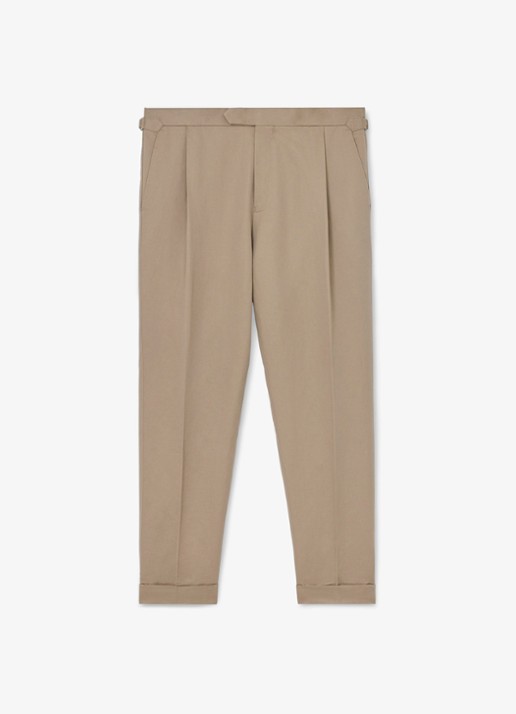 Reiss Com tapered fit pantalon in linnenblend - voorkant beige