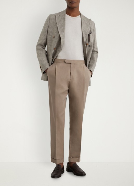 Reiss Com tapered fit pantalon in linnenblend - voorkant 2 beige
