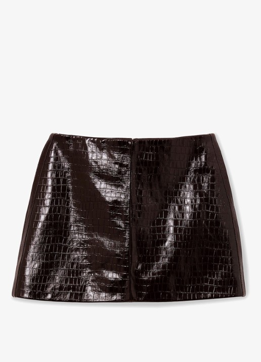 Reiss Cora mini rok van schapenleer - voorkant bordeauxrood