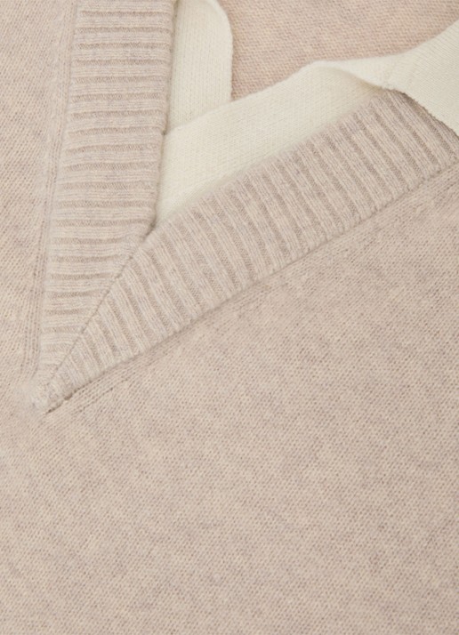 Reiss Corey fijngebreide trui van wol - detail 4 oatmeal / beige