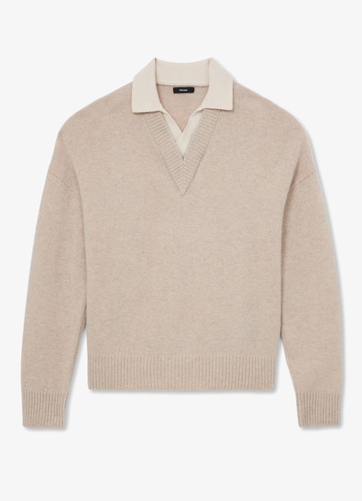 Reiss Corey fijngebreide trui van wol - voorkant 6 oatmeal / beige