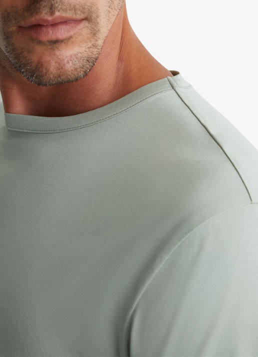 Reiss COUNT Air-Water Cotton Tailored-Fit T-Shirt - detail 2 lindegroen